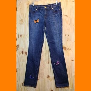Tory Burch Jeans Size 12 with butterfly appliqué’s